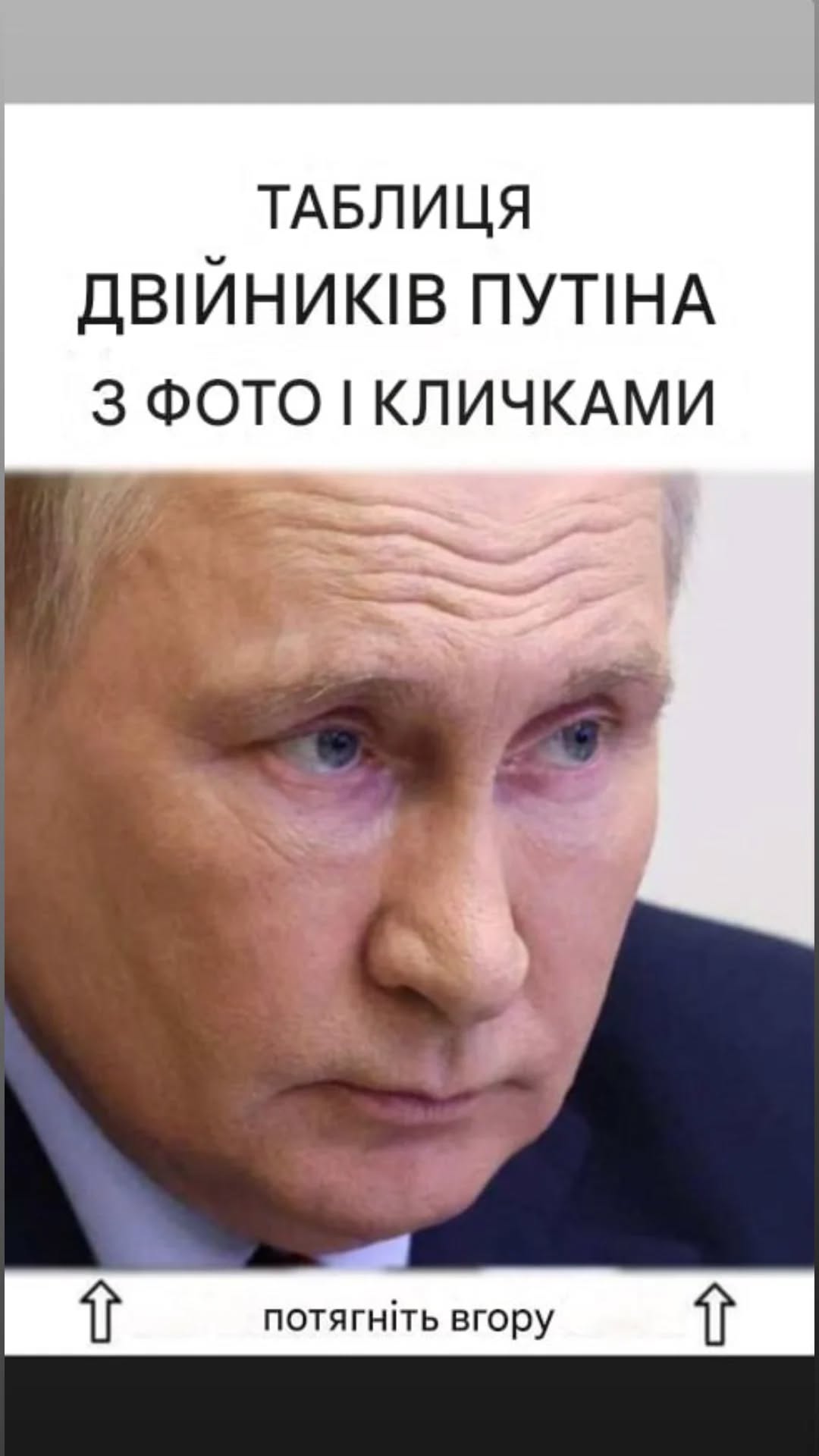 У мережі показали таблицю двійників Путіна з фото та прізвисько: «Удмурт», «Синяк», «Дипломат»